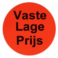 F929 rol @ 2.000 etiketten permanent rond 35 fluor rood zwart bedrukt vaste lage prijs